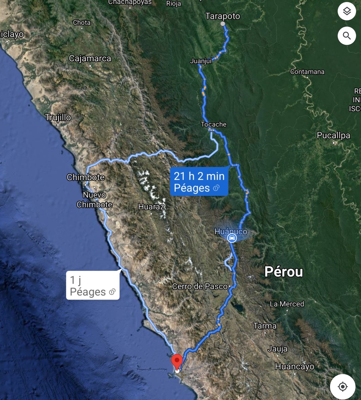 TARAPOTO à LIMA en voiture